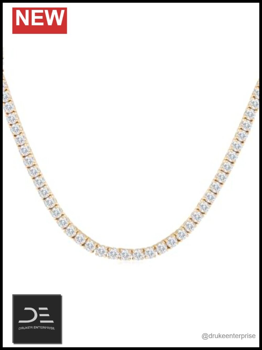 5A Cubic Zirconia Tennis Necklace for Women, 18K Gold Plated, Day/Night Jewelry